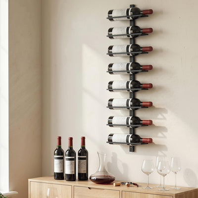 Wall Mounted Wine Rack for 8 Bottles Space Saving Steel Storage Black AOSOM