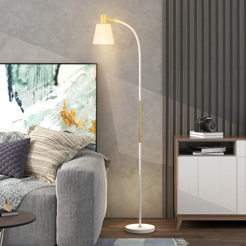 White Adjustable Floor Lamp for Living Room with Spotlight and Rocker Switch
