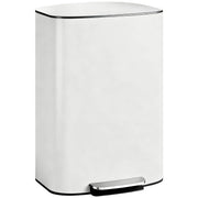 50L White Pedal Kitchen Bin with Soft Close Lid and Removable Inner Bucket for Home or Office