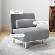 Grey Velvet Feel Single Sleeper Chair Comfortable Space Saving Design by HOMCOM
