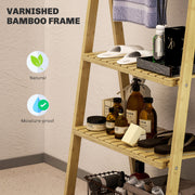 Three Shelf Bamboo Storage Unit with Towel Racks Natural Finish by HOMCOM