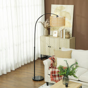 Black Floor Lamp with Adjustable Height and Dual Layer Shade for Living Room