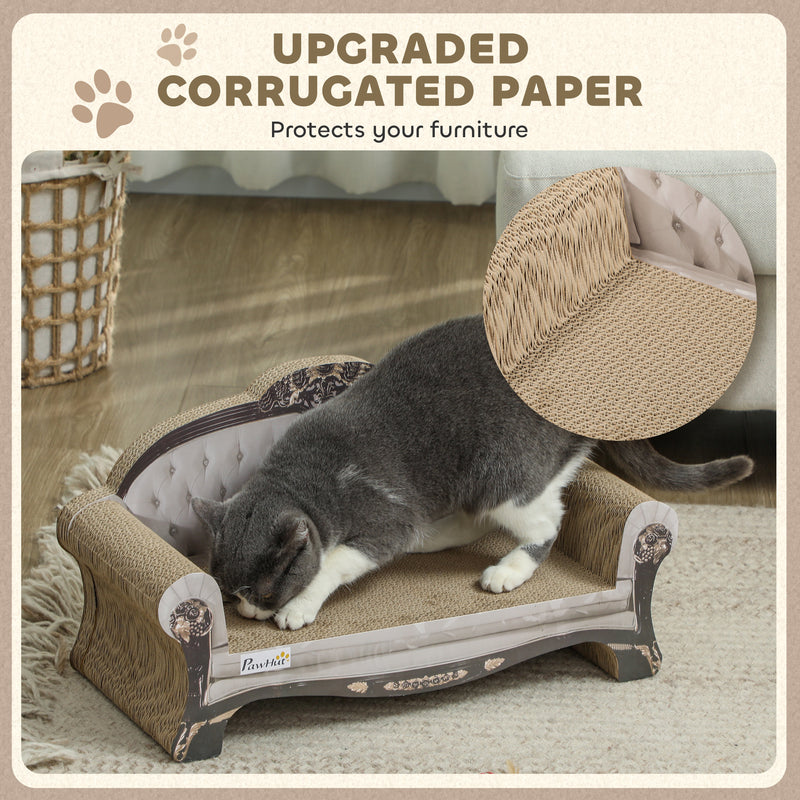 2-in-1 Cat Scratcher with Organic Catnip for Indoor Cats Brown 29.5 x 56 x 26cm by PawHut