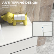 5 Drawer High Gloss Chest Of Drawers With Spacious Bedroom Storage Unit, White