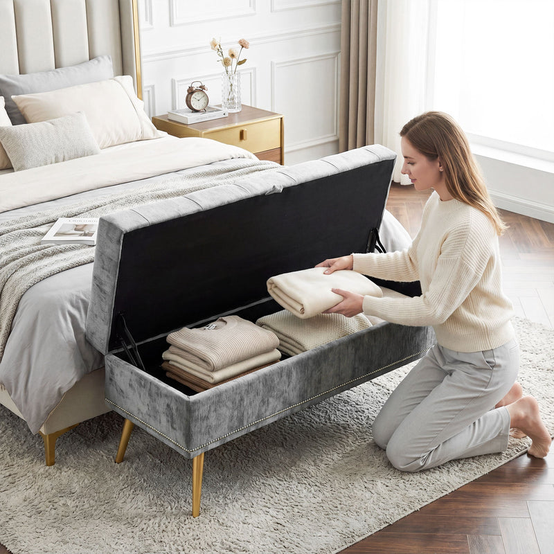 Ottoman storage bench - Grey