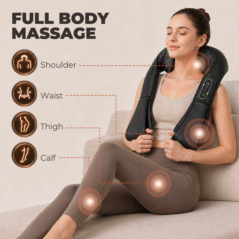 Electric Neck and Shoulder Massager with Heat for Quick Muscle Relief Black Homcom
