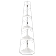White 5 Tier Wooden Corner Shelf Unit for Living Room or Office Storage by HOMCOM