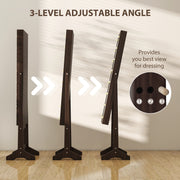 Full Length Jewellery Cabinet Mirror with LED Lights and Adjustable Angle, Dark Brown