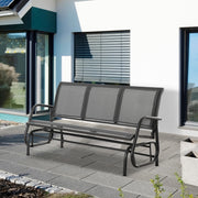 Grey 3 Seater Garden Glider Rocking Chair Metal Patio Bench for Outdoor Relaxation by Outsunny