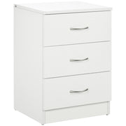 White 3 Drawer Bedside Table with Silver Handles by HOMCOM