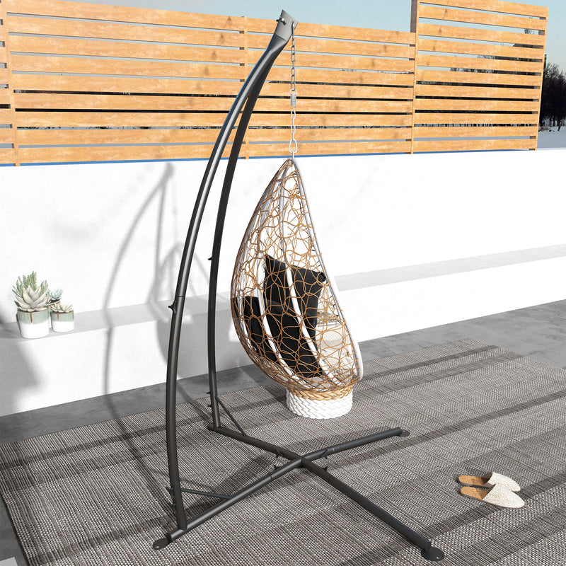 Black Heavy Duty Hammock Chair Stand With Chain For Indoor And Outdoor Hanging Use