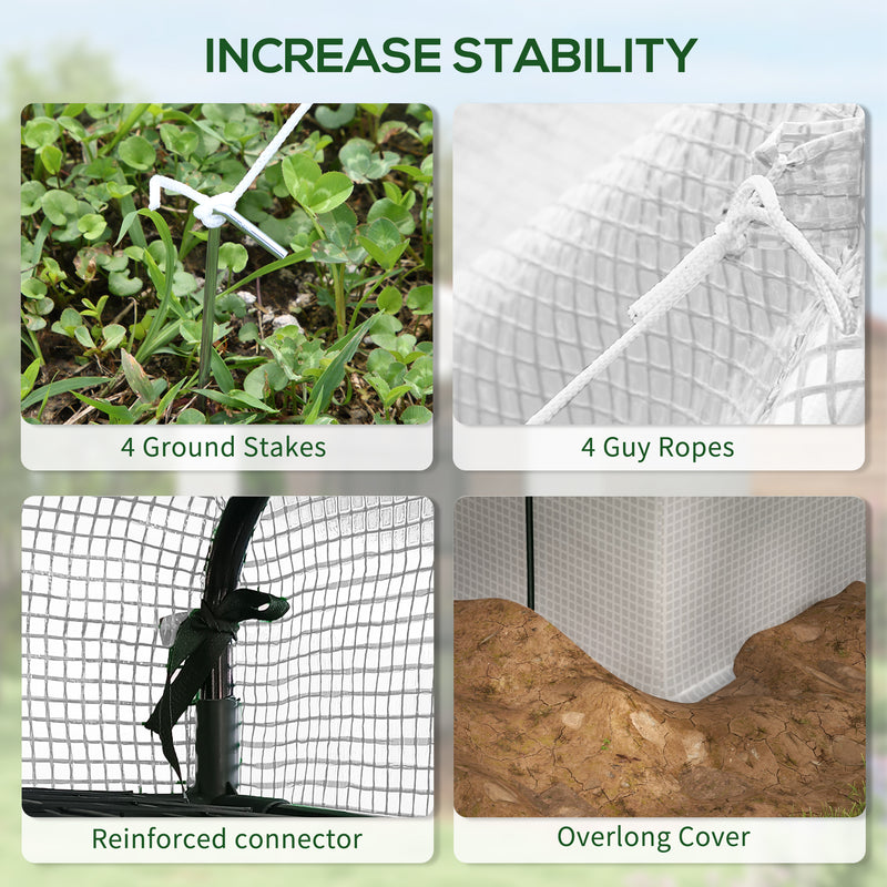 8x6ft Walk In Greenhouse with Shelves White Portable Grow Tent by Outsunny