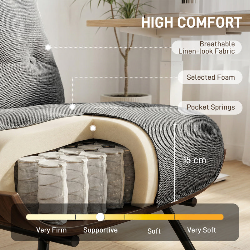 Modern Accent Chair with Thick Cushions for Comfortable Living Room or Bedroom Seating Dark Grey Homcom