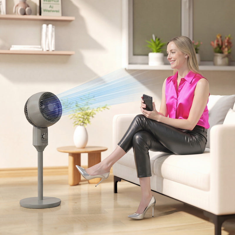 Oscillating Floor Fan with Adjustable Airflow for Home or Office Cooling Grey AOSOM