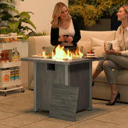 Dark Grey 71cm Gas Fire Pit Table with Glass Screen and Cover 50000 BTU by Outsunny