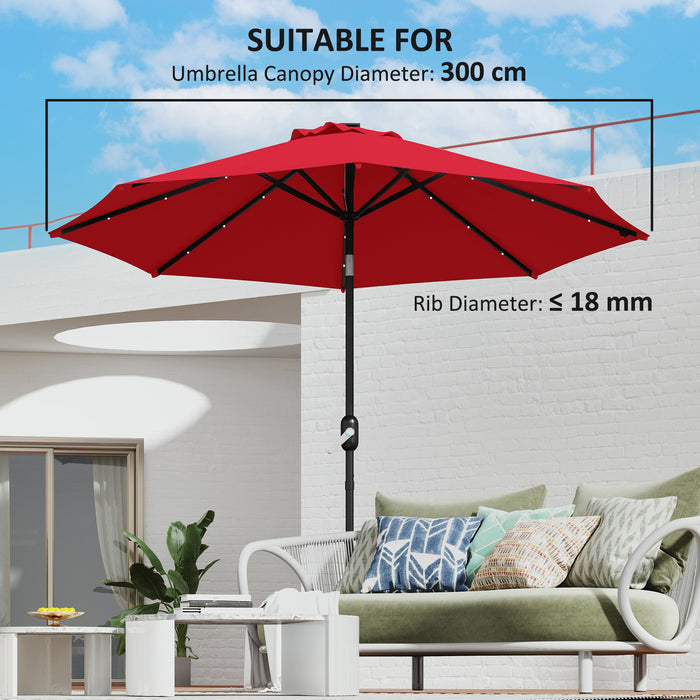 Red 3m Replacement Parasol Canopy with UPF 50 Plus and Top Vent Fits 8 Rib Frames by Outsunny