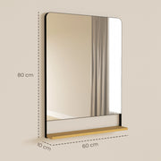 Wall Mounted Mirror with Storage Shelf Ideal for Hallway or Bathroom Use Black AOSOM