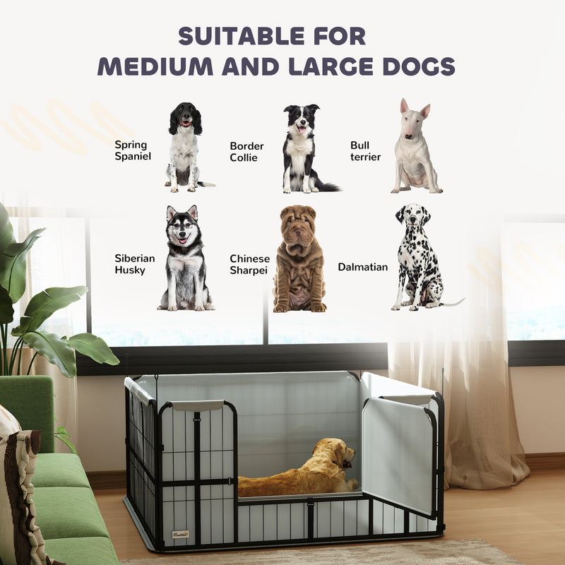 Steel Dog Whelping Box with Washable Pad and Windproof Cloth for Small Medium Dogs Grey