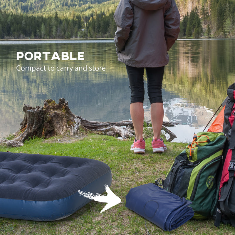 Single Inflatable Camping Mattress with Hand Pump for Comfortable Outdoor Sleep Blue
