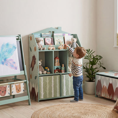 Kids Storage Shelf with Book Display and Drawers for Easy Organisation Green AOSOM