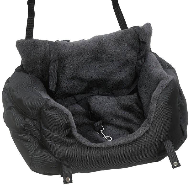 Dog Car Seat For Small Dogs With Safety Leash And Washable Cover For Travel, Black