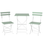 Foldable Garden Bistro Set for 2 with Acacia Wood Table and Chairs for Small Spaces Green White AOSOM