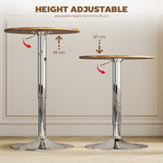 Swivel Round Bar Table with Adjustable Height for Kitchen or Cafe Use Rustic Brown AOSOM