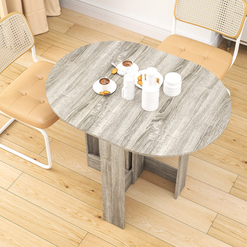 Grey Drop Leaf Dining Table for Small Kitchens and Dining Rooms, Space Saving Design by HOMCOM