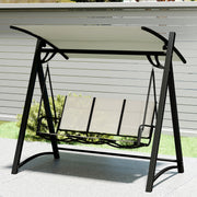 Garden Swing Chair 3 Seater with Adjustable Canopy for Shaded Outdoor Relaxing, Cream White Outsunny