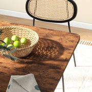 Industrial Style Extendable Drop Leaf Dining Table for 6 People with Storage Shelf Rustic Brown Black