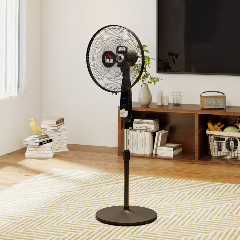 Pedestal Fan with Remote Control for Adjustable Cooling in Home or Office Black AOSOM