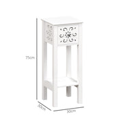 Set of Two White Floral Cut-Out Side Tables Elegant and Stylish by HOMCOM