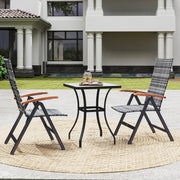 2 Piece Outdoor Folding Dining Chairs with Armrests and High Back for Garden and Camping Grey Rattan by Outsunny
