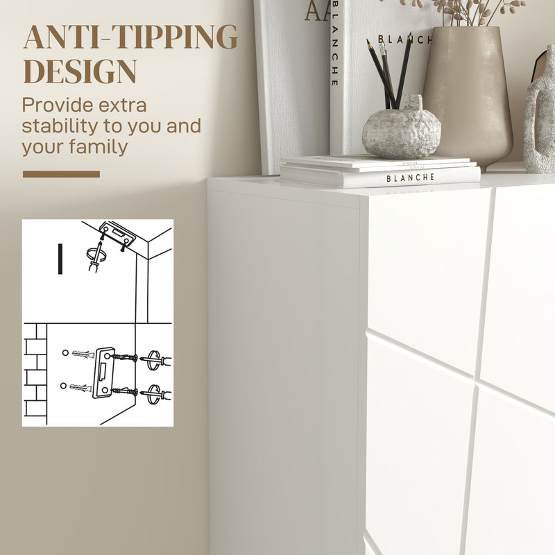 Slim Shoe Storage Cabinet With Adjustable Shelves Fits Up To 20 Pairs Of Shoes, White