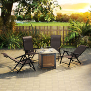 Set of Four Folding Garden Chairs with Adjustable Backs Dark Brown by Outsunny