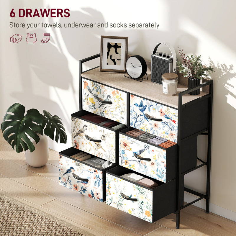 6 Drawer Chest of Drawers with Spacious Storage for Bedroom or Living Room White