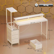 Computer Desk with Monitor Stand and Built-In Charging Hub for Home Office or Gaming White AOSOM