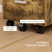 3 Drawer Lockable Mobile Filing Cabinet For Home Office Storage, Rustic Brown Homcom