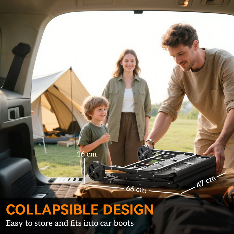 Heavy Duty Folding Festival Trolley With Adjustable Handle For Camping And Beach, Grey