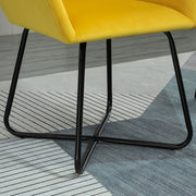 Velvet Plisse Back Accent Chair With Cushioned Seat For Living Room or Bedroom Yellow