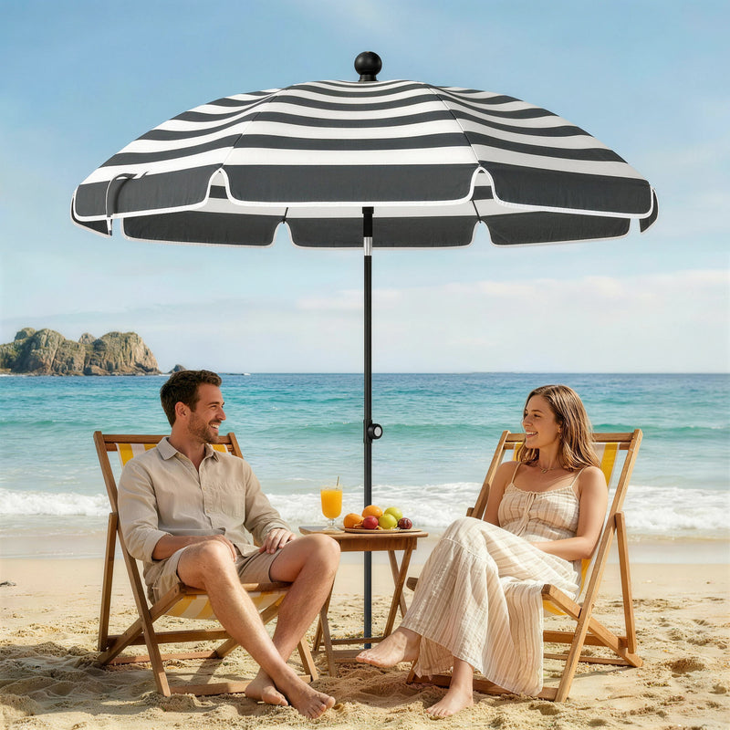 1.8m Beach Umbrella with Adjustable Tilt and Carry Bag for Easy Sun Protection (UPF30+) Outsunny