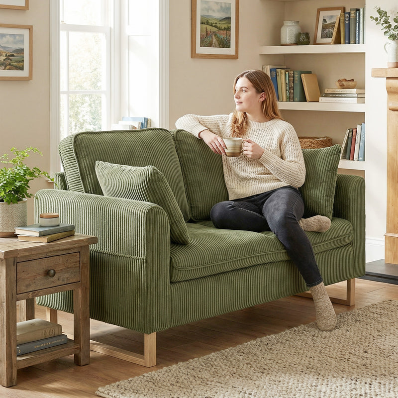 Armchair with Supportive Cushion and Soft Corduroy Upholstery for Relaxing Evenings Dark Green AOSOM