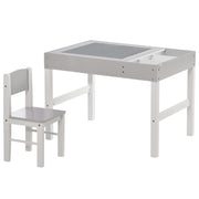 Kids Table and Chair Set with Built In Storage Ideal for Playrooms and Bedrooms, Grey