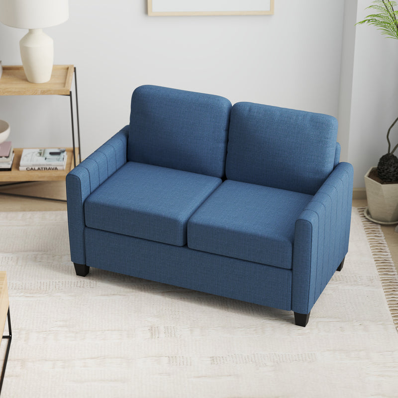 Blue 2 Seat Sofa Linen Look Modern Design Comfortable and Stylish by HOMCOM