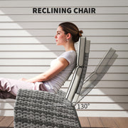 Grey 5 Piece Rattan Garden Lounger Set With Cushions by Outsunny