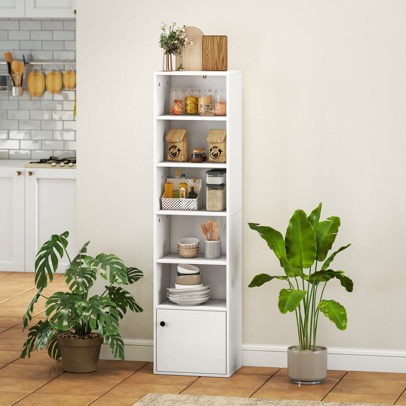 6 Tier Tall Bookcase Shelving Unit For Home Office Storage Display, White AOSOM