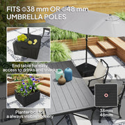 Black Garden Parasol Base with Wheels and Handles Holds Up to 80kg by Outsunny