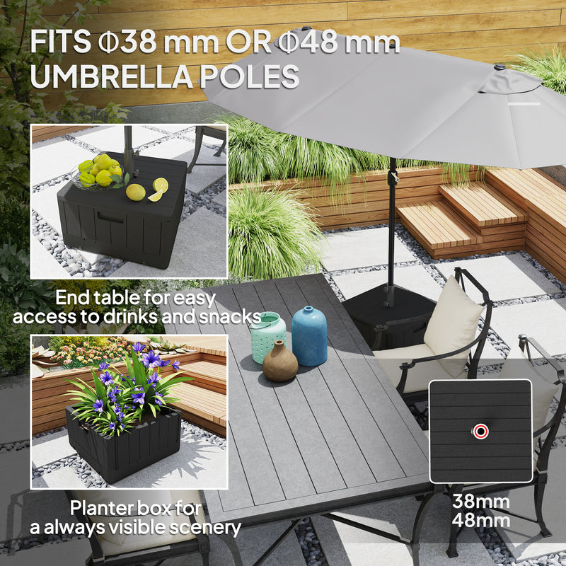 Black Garden Parasol Base with Wheels and Handles Holds Up to 80kg by Outsunny