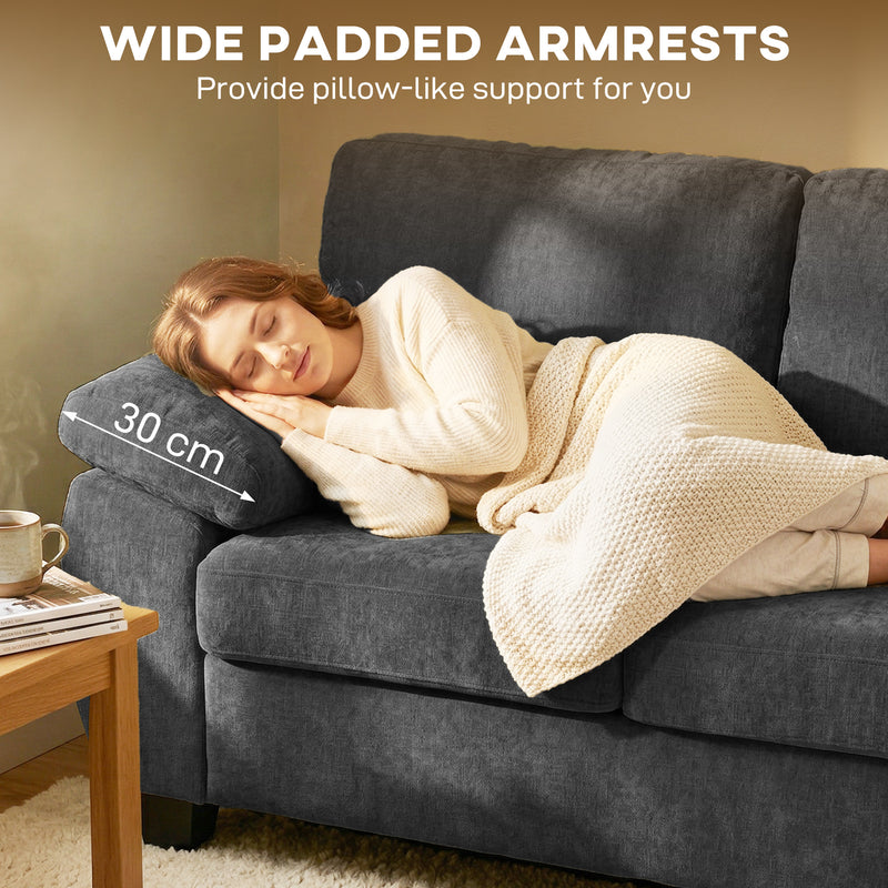 2 Seater Sofa for Small Spaces with Thick Cushions and Soft Chenille Fabric Dark Grey