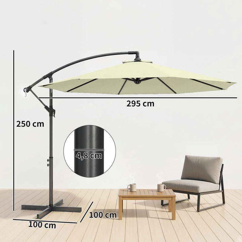 Cantilever Parasol for Garden Dining and Relaxing with Adjustable Shade With UPF 30+ UV Protection, Beige
